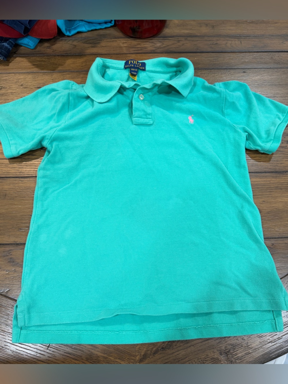 Polo by Ralph Lauren Green Kids Polo Shirt with Pink Logo
